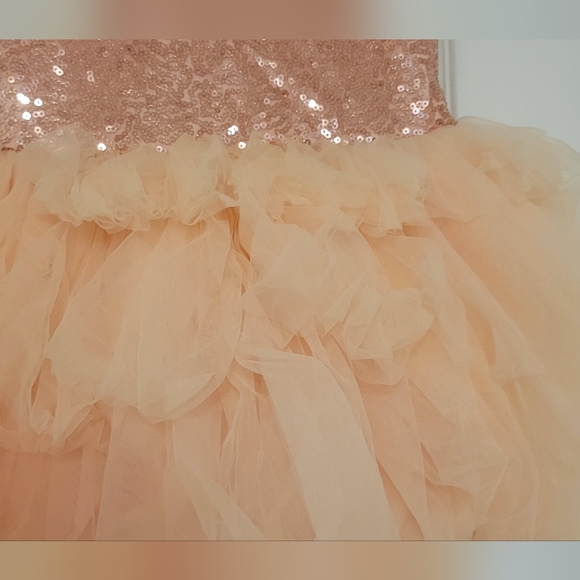 Toddler Girls Sequins & Tulle Flower Girl Dress with Sequin Bow size 2T - Picture 4 of 10